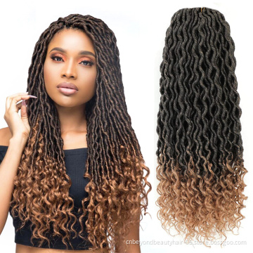 boho goddess locs crochet hair Cheap Crochet Braid Hair Synthetic Braids Faux Locs Curly Crotchet Hair Extensions Goddess Locs